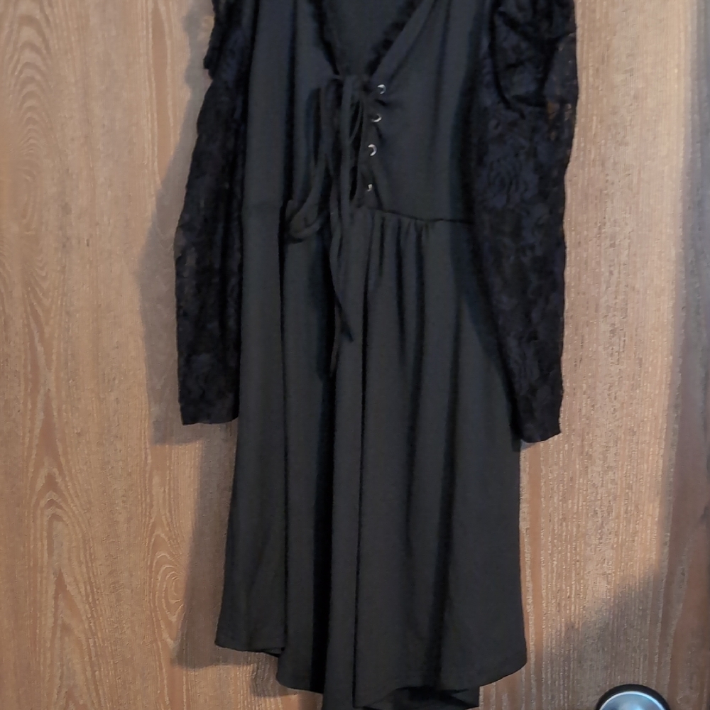 Black Lace Sleeve Dress